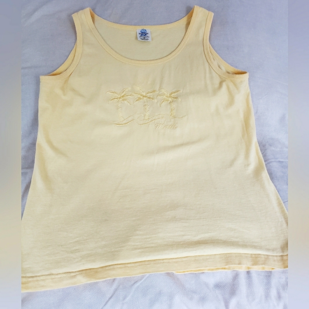 Yellow Embroidered Maui tank- Sz Med